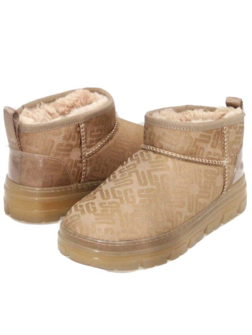 Ugg Ultra Mini Monogram Classic Women's Ankle Boots Tan Chestnut Light Brown 7